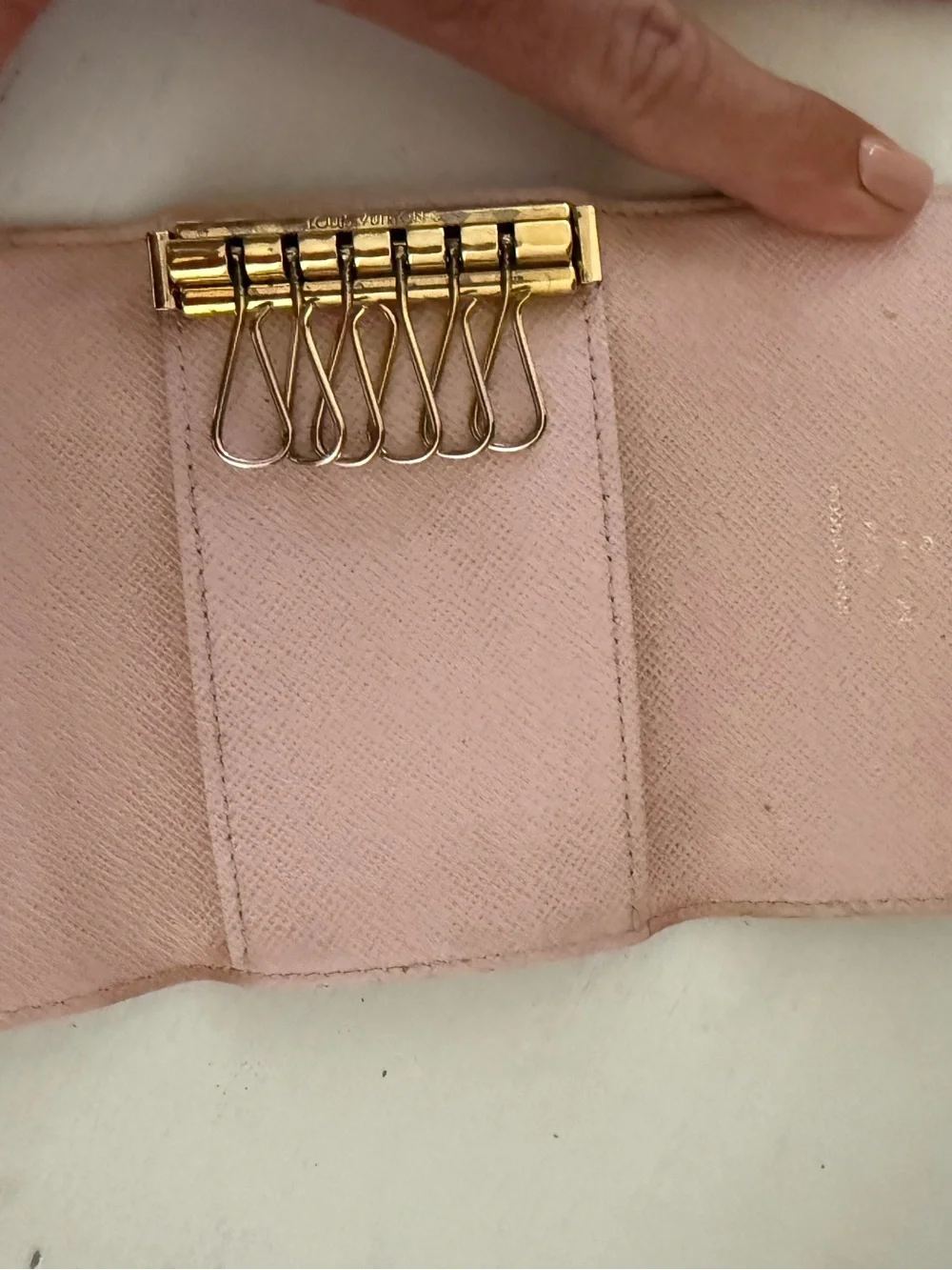 Louis Vuitton 6 ring key holder Damier Ebene Rose Ballerine pink